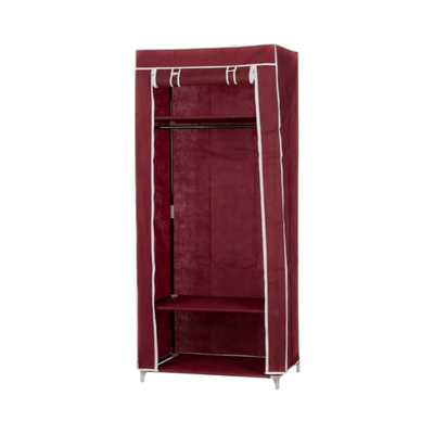 Υφασμάτινη ντουλάπα ρούχων με ράφια - 8875 - 521711 - Dark Red