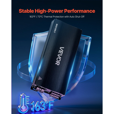 Ενισχυτής ήχου αυτοκινήτου VEVOR, 5-καναλικός γεφυρώσιμος ενισχυτής αυτοκινήτου, Πολυκαναλικός στερεοφωνικός ενισχυτής κατηγορίας D, Μέγ. 4 x 100W στα 4 Ohms / 4 x 200W στα 2 Ohms + 1 x 1000W στα 2 Ohms / 1 x 500W στα 4 Ohms, για οχήματα