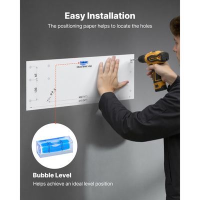 Ράφια τοίχου γκαράζ VEVOR 2 επιπέδων βαρέως τύπου, ατσάλινη μονάδα ραφιών τοίχου 610 x 914 mm με γάντζους, μεταλλική πλωτή βάση αποθήκευσης 610 x 914 mm ανά ράφι για γκαράζ, συνολική χωρητικότητα βάρους 227 kg