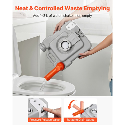 Φορητή τουαλέτα VEVOR, αποσπώμενη δεξαμενή απορριμμάτων 20 λίτρων, 120 ξεπλύματα, τουαλέτα κάμπινγκ για ενήλικες, γιογιό ταξιδιού εξωτερικού χώρου με δείκτη στάθμης, τσάντα μεταφοράς, κατάλληλο για ταξίδια με τροχόσπιτο, κάμπινγκ, πεζοπορία, βαρκάδα, εκδρομές
