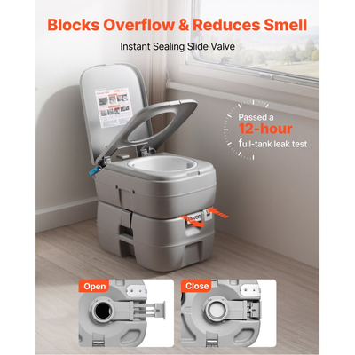 Φορητή τουαλέτα VEVOR, αποσπώμενη δεξαμενή απορριμμάτων 30 λίτρων, 200 ξεπλύματα, τουαλέτα κάμπινγκ για ενήλικες, γιογιό ταξιδιού εξωτερικού χώρου με δείκτη στάθμης, κατάλληλο για ταξίδια με τροχόσπιτο, κάμπινγκ, πεζοπορία, βαρκάδα και οδικά ταξίδια