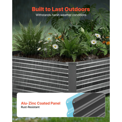 VEVOR 2 τεμάχια γαλβανισμένα υπερυψωμένα παρτέρια κήπου, 2030 x 1020 x 460 mm, Κιτ ορθογώνιων μεταλλικών κουτιών γλάστρας εξωτερικού χώρου, Υπερυψωμένο κουτί φύτευσης με γάντια, Alu-Zinc, για καλλιέργεια λουλουδιών και λαχανικών, σκούρο γκρι