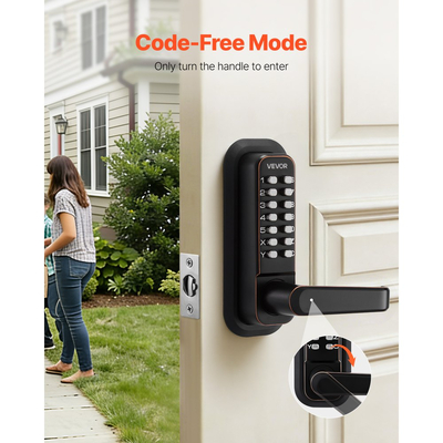 Μηχανική κλειδαριά εισόδου χωρίς κλειδί VEVOR, αναβάθμιση κωδικού 2.0, κωδικός 4-7 ψηφίων, κλειδαριά πόρτας με πληκτρολόγιο μονής όψης και λαβή, αυτόματο κλείδωμα, για εσωτερικό ή εξωτερικό χώρο, μπρούντζος με τριβή λαδιού