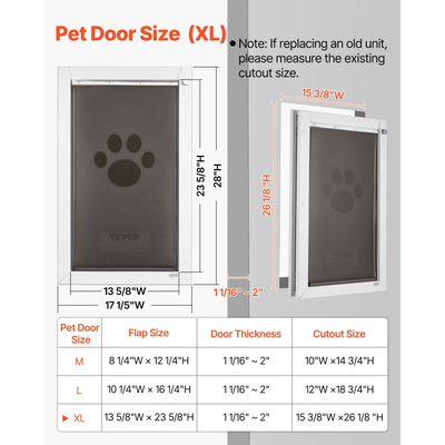 Πόρτα για κατοικίδια VEVOR, πολύ μεγάλη, με τρία μαγνητικά πτερύγια και μεταλλικό πλαίσιο, ισχυρή και ανθεκτική στις καιρικές συνθήκες πόρτα σκύλου για εσωτερικές και εξωτερικές πόρτες, εύκολη εγκατάσταση, εύκολη πρόσβαση μέσα και έξω για σκυλάκια, λευκή