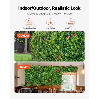 Τεχνητό τοίχο φυτών VEVOR, 16 τεμάχια τεχνητά πάνελ πυξαριού 50,8 x 50,8 cm, προστασία από τον ήλιο, φόντο πρασίνου, φράχτης προστασίας από τον ήλιο, οθόνη τοίχου με ψεύτικο γρασίδι για γάμο, εσωτερικό, εξωτερικό κήπο, αυλή