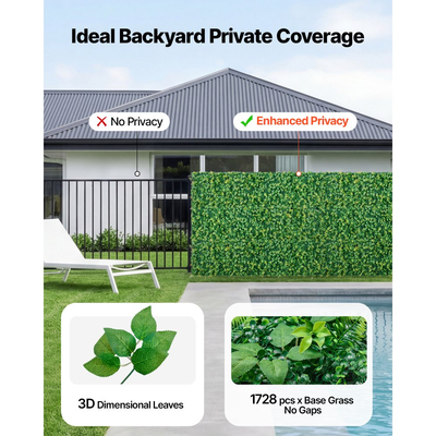 Τεχνητό τοίχο φυτών VEVOR, 4 τεμάχια 61 x 243,8 cm τεχνητά πάνελ πυξαριού, προστασία από τον ήλιο, φόντο πρασίνου, φράχτης προστασίας από τον ήλιο, ψεύτικο γρασίδι για γάμο, εσωτερικό, εξωτερικό κήπο, αυλή
