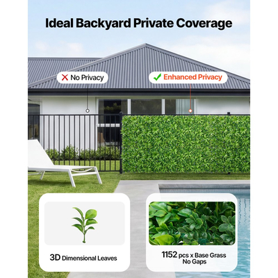 Τεχνητό τοίχο φυτών VEVOR, 101,6 x 304,8 cm Τεχνητά πάνελ πυξαριού, προστασία από τον ήλιο, φόντο πρασίνου, φράχτης προστασίας από τον ήλιο, ψεύτικο γρασίδι για γάμο, εσωτερικό, εξωτερικό κήπο, αυλή