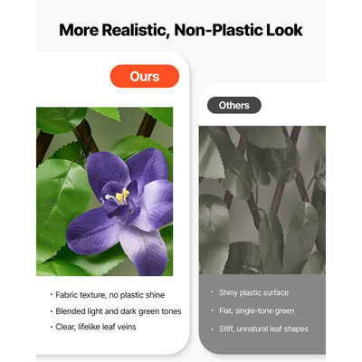 VEVOR Επεκτεινόμενη οθόνη απορρήτου φράχτη, 64,9 x 310 cm Επεκτεινόμενος τεχνητός τοίχος φυτών, ρεαλιστικό πάνελ τεχνητού κισσού με 50 φερμουάρ, διακοσμητικοί φράχτες φόντου με τεχνητό πράσινο για μπαλκόνι, βεράντα και εξωτερικό χώρο