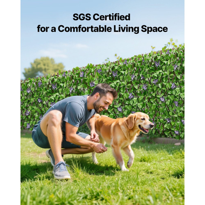 VEVOR Επεκτεινόμενη οθόνη απορρήτου φράχτη, 64,9 x 310 cm Επεκτεινόμενος τεχνητός τοίχος φυτών, ρεαλιστικό πάνελ τεχνητού κισσού με 50 φερμουάρ, διακοσμητικοί φράχτες φόντου με τεχνητό πράσινο για μπαλκόνι, βεράντα και εξωτερικό χώρο