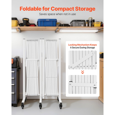 Διπλά επεκτάσιμα οδοφράγματα VEVOR, επεκτάσιμο φράγμα ασφαλείας 5,48 m, περιστρεφόμενο κινητό οδοφράγμα 0-180° με ροδάκια κλειδώματος, φορητή πτυσσόμενη πύλη ασφαλείας για κλιμακοστάσιο κήπου και βεράντας