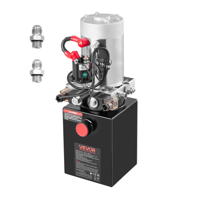 Υδραυλική μονάδα ισχύος VEVOR 4 L, αντλία ρυμούλκησης διπλής ενέργειας, μέγιστη πίεση εκτόνωσης 22 MPa και ρυθμός ροής 3,4 L/min, υδραυλική αντλία DC 12V με μεταλλική δεξαμενή για ανύψωση ρυμούλκας, μαύρη