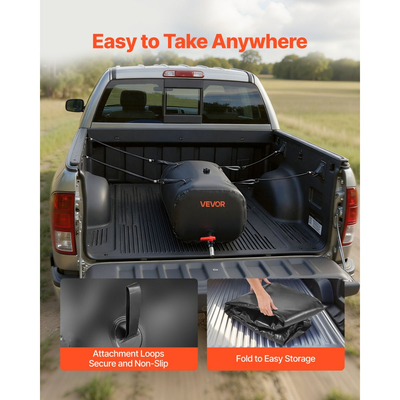 Κύστη αποθήκευσης νερού VEVOR, φορητή και πτυσσόμενη τσάντα αποθήκευσης νερού 113L, ανθεκτική στη φθορά τσάντα μαλακού νερού από PVC 1000D, στεγανά δοχεία δεξαμενών κάμπινγκ για άρδευση κήπου, χρήση έκτακτης ανάγκης για τροχόσπιτα, μαύρο