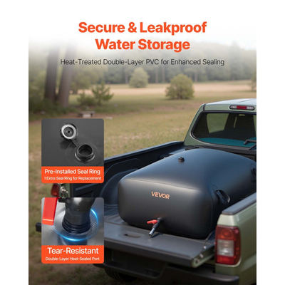 Κύστη αποθήκευσης νερού VEVOR, φορητή και πτυσσόμενη τσάντα αποθήκευσης νερού 330L, ανθεκτική στη φθορά τσάντα μαλακού νερού από PVC 1000D, στεγανά δοχεία δεξαμενών κάμπινγκ για άρδευση κήπου, χρήση έκτακτης ανάγκης για τροχόσπιτα, μαύρο