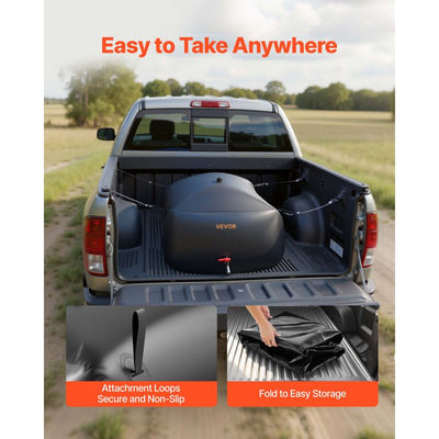 Κύστη αποθήκευσης νερού VEVOR, φορητή και πτυσσόμενη τσάντα αποθήκευσης νερού 330L, ανθεκτική στη φθορά τσάντα μαλακού νερού από PVC 1000D, στεγανά δοχεία δεξαμενών κάμπινγκ για άρδευση κήπου, χρήση έκτακτης ανάγκης για τροχόσπιτα, μαύρο