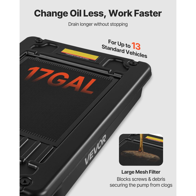 Δοχείο αποστράγγισης λαδιού χαμηλού προφίλ VEVOR, χωρητικότητας 64 λίτρων, περιστρεφόμενο δοχείο αποστράγγισης λαδιού με ηλεκτρική αντλία και σωλήνα 2,2 μ., ανθεκτικό στις διαρροές και στη διάβρωση, κατάλληλο για αυτοκίνητα, SUV, φορτηγά, μοτοσικλέτες, ATV, μεταλλικά οχήματα
