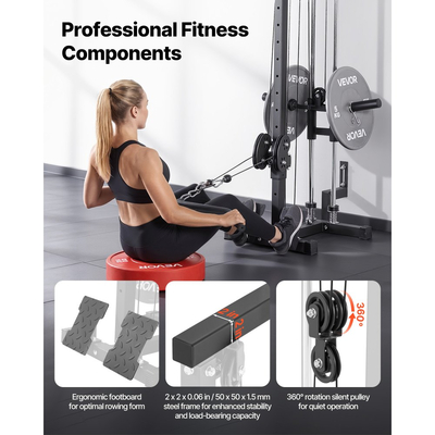 Μηχανή VEVOR LAT Pull Down, Μηχανή καλωδίωσης κωπηλατικής 3 σε 1, Μηχανήματα καλωδίωσης για οικιακό γυμναστήριο με ρύθμιση ύψους 18 επιπέδων, Σχεδιασμός τοποθέτησης σε τοίχο, Φορτίο 227kg Lat Tower για προπονήσεις ολόκληρου του σώματος, Προπόνηση με ένα χέρι