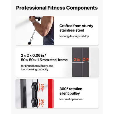 Μηχανή VEVOR LAT Pull Down, Μηχανή καλωδίωσης κωπηλατικής 2 σε 1, Μηχανήματα καλωδίωσης για οικιακή γυμναστική με ρυθμιζόμενο κάθισμα 3 επιπέδων, Ρυθμιζόμενος κύλινδρος αφρού 4 επιπέδων, Φορτίο 227kg Lat Tower για πλάτη, στήθος, τρικέφαλο, μαύρο κόκκινο