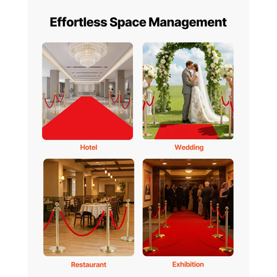 VEVOR 2 τεμάχια σχοινιά από κόκκινο βελούδο για ορθοστάτες, σχοινιά από κόκκινο βελούδο για ορθοστάτες ελέγχου πλήθους 1,5 μ. με χρυσά γάντζους, σχοινί χαλιού για φράγμα ουράς μετά την ουρά για εκδηλώσεις με χαλιά, κινηματογράφους, μεγάλα εγκαίνια, ξενοδοχεία, πάρτι