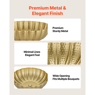 Βάζο λουλουδιών γάμου VEVOR 10 τεμαχίων, κεντρικά διακοσμητικά μίνι λουλουδιών ύψους 12 cm, μικρό διακοσμητικό μπολ με λουλούδια, εύκολη εγκατάσταση, ευέλικτη βάση για πάρτι, διακόσμηση σπιτιού, δεξίωση, χρυσό