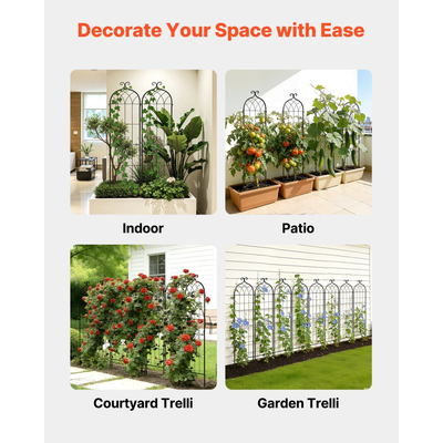 Πλέγμα Κήπου VEVOR, Πλέγμα Τριανταφυλλιάς 152 x 40,5 cm, Συσκευασία 4 Πλέγματα Τριανταφυλλιάς για Λουλούδια Κήπου με Φινίρισμα Ηλεκτροστατικής Βαφής & Βολικό Σχεδιασμό Κλειδώματος, Πλέγματα Στήριξης Φυτών για Λουλούδια, Λαχανικά, Τριαντάφυλλα