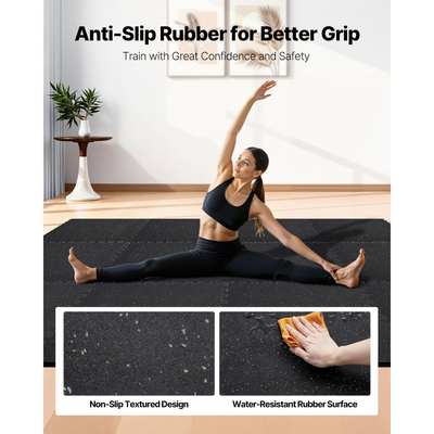Χαλί άσκησης παζλ VEVOR, 6 τεμάχια χαλάκια γυμναστικής, 610 x 610 x 14 mm, Σετ χαλιών αφρού EVA υψηλής πυκνότητας, μαλακά πλακάκια από καουτσούκ που αλληλοσυνδέονται, προστατευτική επένδυση δαπέδου με γκρι κουκκίδες για γυμναστήριο στο σπίτι και γραφείο
