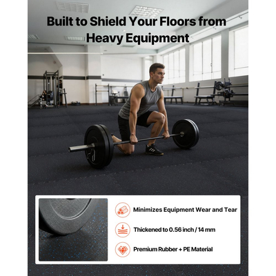 Χαλί άσκησης παζλ VEVOR, 24 τεμάχια χαλάκια εξοπλισμού γυμναστικής, 610 x 610 x 14 mm, Σετ χαλιών αφρού EVA υψηλής πυκνότητας, μαλακά πλακάκια από καουτσούκ που αλληλοσυνδέονται, προστατευτική επένδυση δαπέδου με μπλε κουκκίδες για γυμναστήριο στο σπίτι και γραφείο