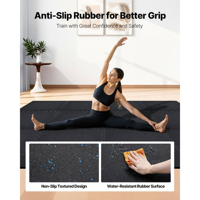 Χαλί άσκησης παζλ VEVOR, 24 τεμάχια χαλάκια εξοπλισμού γυμναστικής, 610 x 610 x 14 mm, Σετ χαλιών αφρού EVA υψηλής πυκνότητας, μαλακά πλακάκια από καουτσούκ που αλληλοσυνδέονται, προστατευτική επένδυση δαπέδου με μπλε κουκκίδες για γυμναστήριο στο σπίτι και γραφείο