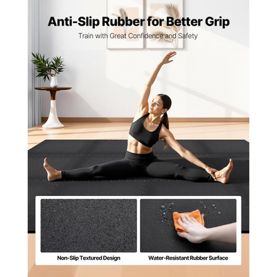 Χαλί άσκησης παζλ VEVOR, 12 τεμάχια χαλάκια γυμναστικής, 610 x 610 x 14 mm, Σετ χαλιών γυμναστικής από αφρό EVA υψηλής πυκνότητας, μαλακά πλακάκια από καουτσούκ που αλληλοσυνδέονται, προστατευτική επένδυση δαπέδου για σπίτι, γυμναστήριο, γραφείο, μαύρο