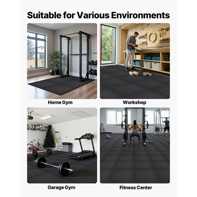 Χαλί άσκησης παζλ VEVOR, 24 τεμάχια χαλάκια γυμναστικής, 610 x 610 x 14 mm, Σετ χαλιών γυμναστικής από αφρό EVA υψηλής πυκνότητας, μαλακά πλακάκια από καουτσούκ που αλληλοσυνδέονται, προστατευτική επένδυση δαπέδου για σπίτι, γυμναστήριο, γραφείο, μαύρο