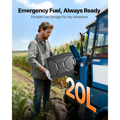 Μεταλλικό δοχείο καυσίμου VEVOR, 20 λίτρα, δοχείο καυσίμου Jerry με στόμιο και άνετη λαβή, μέγιστη ροή 6 λίτρα/λεπτό, στεγανό και ανθεκτικό στη διάβρωση μεταλλικό ρεζερβουάρ βενζίνης για τα περισσότερα αυτοκίνητα, μοτοσικλέτα, ATV, UTV, μαύρο