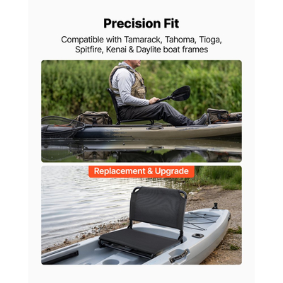 Κάθισμα καγιάκ VEVOR, 1 πακέτο 20 mm υπερυψωμένο ύψος, πτυσσόμενο κάθισμα με στήριξη πλάτης, αναβάθμιση αντικατάστασης για Tamarack, Tahoma, Tioga, Spitfire, Kenai & Daylite, καγιάκ καθίσματος/ψαρέματος/φουσκωτό & βάρκα με κουπιά