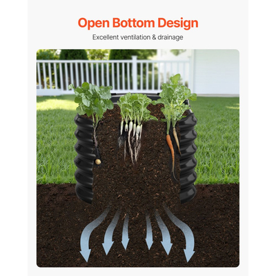 Μεταλλικό υπερυψωμένο παρτέρι VEVOR, 2,4 x 0,6 x 0,6 m οβάλ εξωτερικό κουτί κήπου από γαλβανισμένο γαλβανισμένο σκελετό, ανοιχτού πάτου, μεγάλη υπερυψωμένη γλάστρα για καλλιέργεια λαχανικών, λουλουδιών, βοτάνων, παχύφυτων, σκούρο γκρι