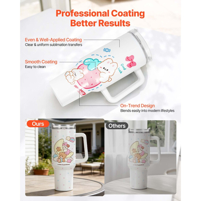 Ποτήρια εξάχνωσης VEVOR, συσκευασία των 8, Ποτήρια χύμα των 1183 mL με λαβή, Ποτήρια εξάχνωσης από ανοξείδωτο ατσάλι με καπάκια και καλαμάκια, Διπλό τοίχωμα με μόνωση, για εξατομικευμένη προσαρμογή DIY