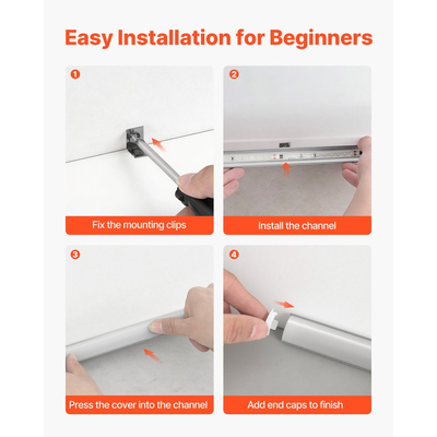 VEVOR 20 τεμάχια καναλιού αλουμινίου LED σχήματος V 3,3 ft/1M, με γαλακτώδες κάλυμμα, καπάκια και κλιπ στερέωσης, προφίλ αλουμινίου για εγκαταστάσεις λωρίδων LED, εύκολη εγκατάσταση, για κάτω από τον πάγκο ντουλαπιού