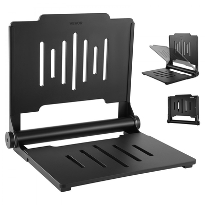 Πτυσσόμενο κάθισμα ντους VEVOR για τοποθέτηση στον τοίχο, πτυσσόμενος πάγκος ντους 452 mm με υποστηρικτική πλάτη, πλαστικό πτυσσόμενο κάθισμα διαδρόμου μπάνιου με πλαίσιο από ανοξείδωτο ατσάλι για ενήλικες και ηλικιωμένους, φόρτωση 180 kg