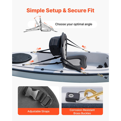 Κάθισμα καγιάκ VEVOR, 1 πακέτο πάχους 12 mm, Κάθισμα σανίδας γενικής χρήσης με στήριξη πλάτης, Μαλακό μαξιλάρι καθίσματος στην κορυφή με τσάντα αποθήκευσης και ρυθμιζόμενους ιμάντες για SUP, κανό, σκάφος ψαρέματος, φουσκωτό καγιάκ
