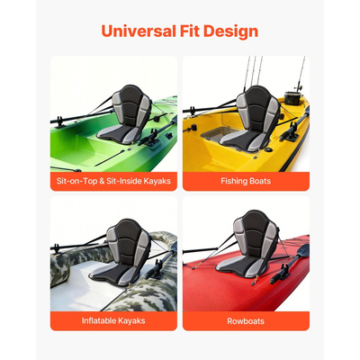 Κάθισμα καγιάκ VEVOR, 1 πακέτο πάχους 31 mm, Κάθισμα σανίδας γενικής χρήσης με στήριξη πλάτης, Μαλακό μαξιλάρι καθίσματος στην κορυφή με τσάντα αποθήκευσης και ρυθμιζόμενους ιμάντες για SUP, καγιάκ ψαρέματος/φουσκωτό, βάρκα με κουπιά