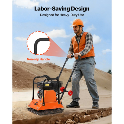 Συμπιεστής πλάκας VEVOR, κινητήρας βενζίνης 212CC 6,5 HP, δονούμενος κριός εδάφους 6400 VPM, δύναμη συμπύκνωσης 15 kN, πλάκα 53 x 40 cm, συμπιεστής με πεζοδρόμιο για διαμόρφωση τοπίου με οδοστρώματα, άσφαλτος, θεμέλια, έδαφος