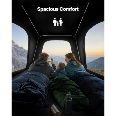 Σκηνή Οροφής VEVOR με Σκληρό Κέλυφος, Σκηνή Αλουμινίου Οροφής 2-3 Ατόμων με Σκληρό Κέλυφος με Τρίχρωμο Φωτιστικό LED & Χοντρό Στρώμα, Αδιάβροχη, Αντιανεμική, Σχάρα Οροφής Overland Camping Car, Κατάλληλη για Jeep, SUV, Pick-up