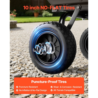 Καρότσι απορριμμάτων κήπου VEVOR, καρότσι πολυαιθυλενίου 272 kg, καρότσια κήπου, καρότσι απορριμμάτων με μηχανισμό γρήγορης απορριμματοσυλλογής 90°, περιστρεφόμενους τροχούς 180°, εύκαμπτα περιστρεφόμενα ρουλεμάν 270°, καρότσι κήπου για φυτά, έδαφος, καλλιέργειες