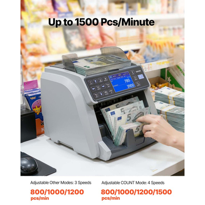 Μηχανή καταμέτρησης χαρτονομισμάτων VEVOR, μετρητής μετρητών μικτής ονομαστικής αξίας με ανίχνευση πλαστογραφίας CIS/UV/MG/IR/DD/DBL/HLF/CHN, υποστήριξη πολλαπλών νομισμάτων, μηχάνημα καταμέτρησης χρημάτων με εξωτερική οθόνη