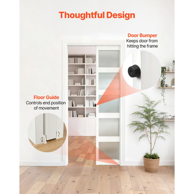 Κιτ ράγας συρόμενης πόρτας VEVOR με μηχανισμό απαλού κλεισίματος για ομαλή και αθόρυβη ολίσθηση, εύκολη εγκατάσταση, για πάχος 25 έως 45 mm, πλάτος 914 mm, μονής πόρτας