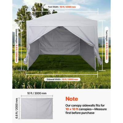 Πλευρικά τοιχώματα VEVOR με στέγαστρο, κατάλληλα για σκηνή με αναδυόμενο στέγαστρο 3 x 3 m, πλαϊνά τοιχώματα σκηνής με αδιάβροχο και προστατευτικό στρώμα από το ηλιακό φως για σκηνές εξωτερικών εκδηλώσεων, περίπτερα πωλητών, κάμπινγκ (μόνο 4 πλαϊνά τοιχώματα, λευκά)
