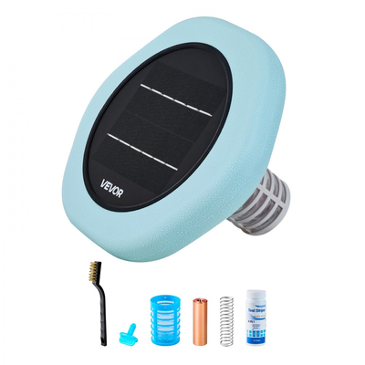 Ιονιστής πισίνας VEVOR Ηλιακός, Εξάγωνος ιονιστής πισίνας από χαλκό έως 170343 L, Πλωτό αυτόματο καθαριστικό νερού, νερό χωρίς χλώριο, με χάλκινη άνοδο, ελατήριο, βούρτσα και φίλτρο για πισίνες και σπα