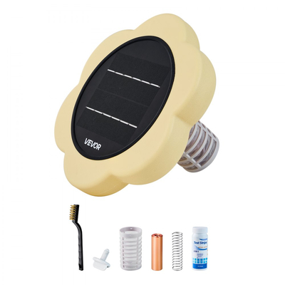 Ιονιστής πισίνας VEVOR Ηλιακός, Ιονιστής πισίνας Petal από χαλκό έως 170343 L, Πλωτό αυτόματο καθαριστικό νερού, νερό χωρίς χλώριο, με χάλκινη άνοδο, ελατήριο, βούρτσα και φίλτρο για πισίνες και σπα