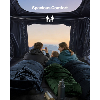 Σκηνή Οροφής VEVOR, Πτυσσόμενη Σκηνή Αλουμινίου Οροφής 2-3 Ατόμων με Τρίχρωμο Φως LED, Χοντρό Στρώμα & 10 Παράθυρα, Αδιάβροχη Αντιανεμική Σχάρα Οροφής για Κάμπινγκ Overland, Κατάλληλη για Jeep SUV Pick-up