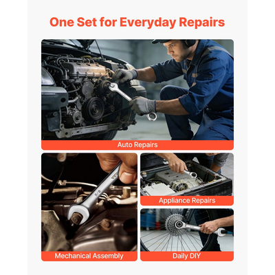 Σετ κλειδιών VEVOR, 16 τεμαχίων, μεγέθη SAE, 72 δόντια, σετ κλειδιών με καστάνια από χάλυβα Cr-V, με θήκη για ρολό, ανοιχτό άκρο, διαφανείς ετικέτες μεγέθους, για γενικές επισκευές σπιτιού και αυτοκινήτων, ασημί