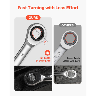 Σετ κλειδιών VEVOR, 26 τεμαχίων SAE και μετρικά, 72 δόντια, σετ κλειδιών με καστάνια από χάλυβα Cr-V, με οργανωτή ραφιών, ανοιχτό άκρο, διαφανείς ετικέτες μεγέθους, για γενική οικιακή χρήση, επισκευές αυτοκινήτων, ασημί