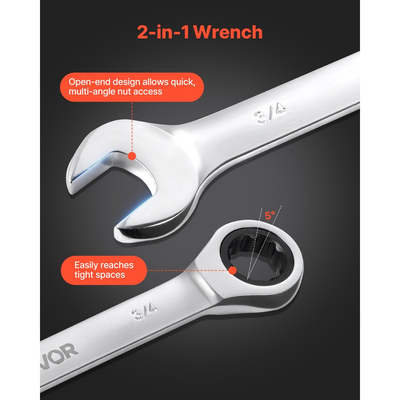 Σετ κλειδιών VEVOR, 26 τεμαχίων SAE και μετρικά, 72 δόντια, σετ κλειδιών με καστάνια από χάλυβα Cr-V, με οργανωτή ραφιών, ανοιχτό άκρο, διαφανείς ετικέτες μεγέθους, για γενική οικιακή χρήση, επισκευές αυτοκινήτων, ασημί