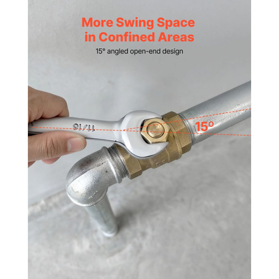 Σετ κλειδιών VEVOR, 32 τεμαχίων SAE και μετρικά, κλειδιά 12 σημείων με άκρο σε κουτί και ανοιχτό άκρο υπό γωνία 15° με θήκη τύλιξης, από ανθρακούχο χάλυβα, για γενικές επισκευές σπιτιού και αυτοκινήτων